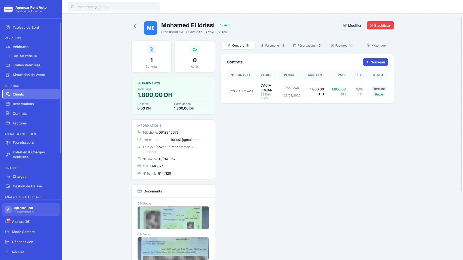 Fiche client